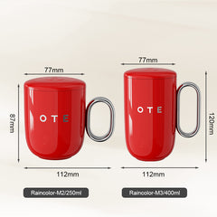OTE Kahvamuki kahvalla, 12oz/8oz (350/220ml) eristetty ruostumattomasta teräksestä valmistettu kahvimuki matkakäyttöön, kaksiseinäinen uudelleenkäytettävä kahvikuppi