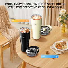OTE 30 Oz Water Bottle with Flip Straw & Handle, 316 Stainless Steel Tumbler, 800ML Vacuum Keep Hot/Cold Water Bottle