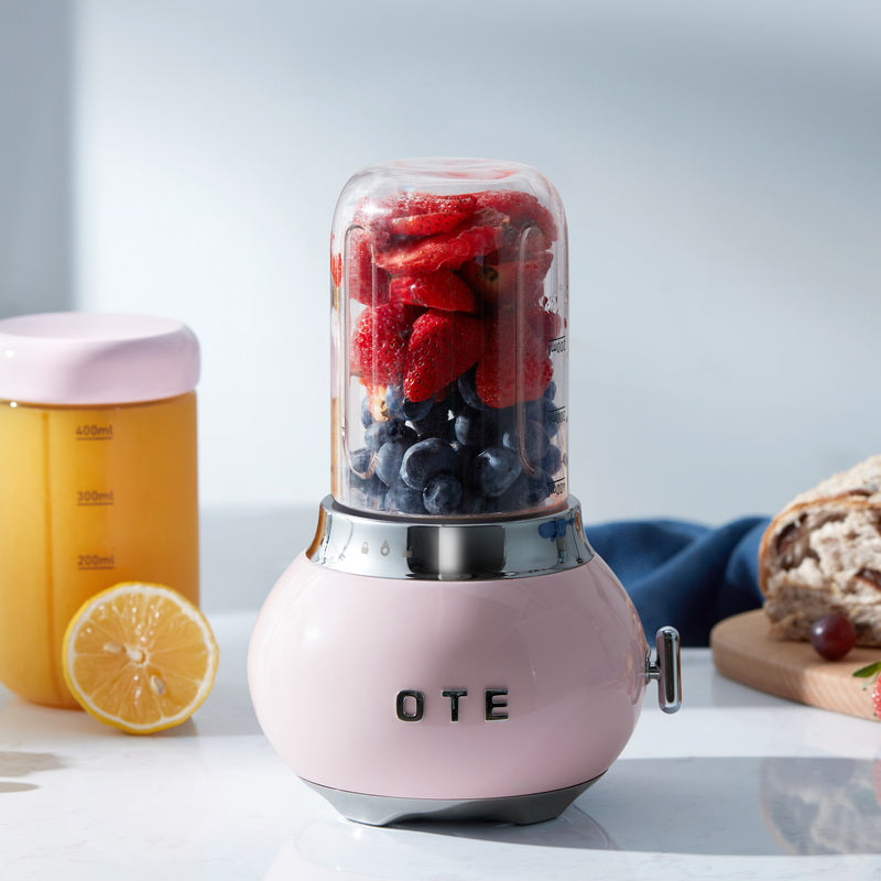 OTE Smoothie tehosekoitin, Retro Kitchen Pieni lasisekoitin pirtelöille ja smoothieille, jossa on 400 ml lasi