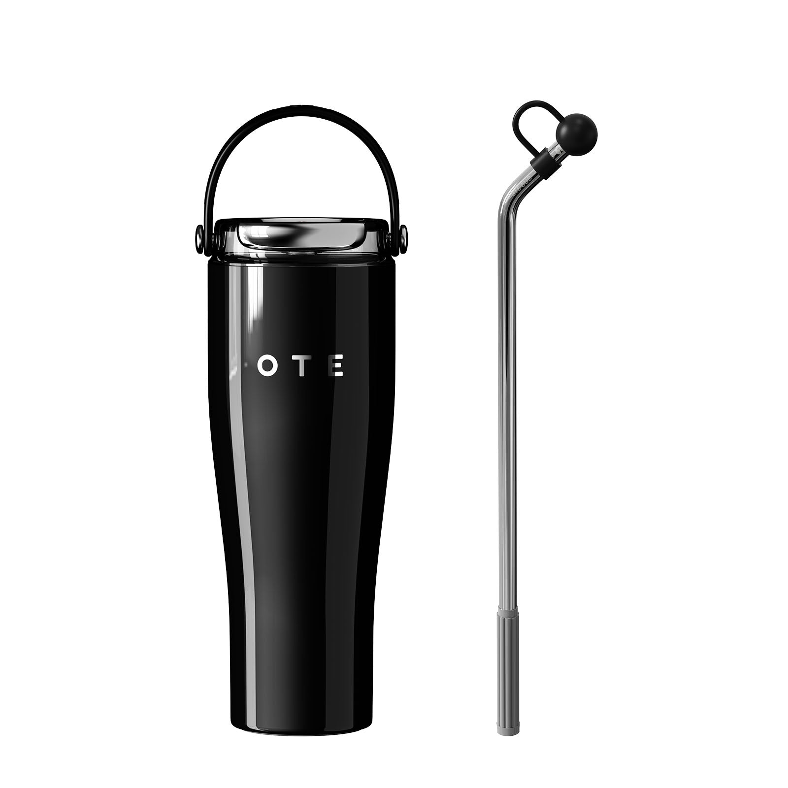OTE 30 Oz Water Bottle with Flip Straw & Handle, 316 Stainless Steel Tumbler, 800ML Vacuum Keep Hot/Cold Water Bottle