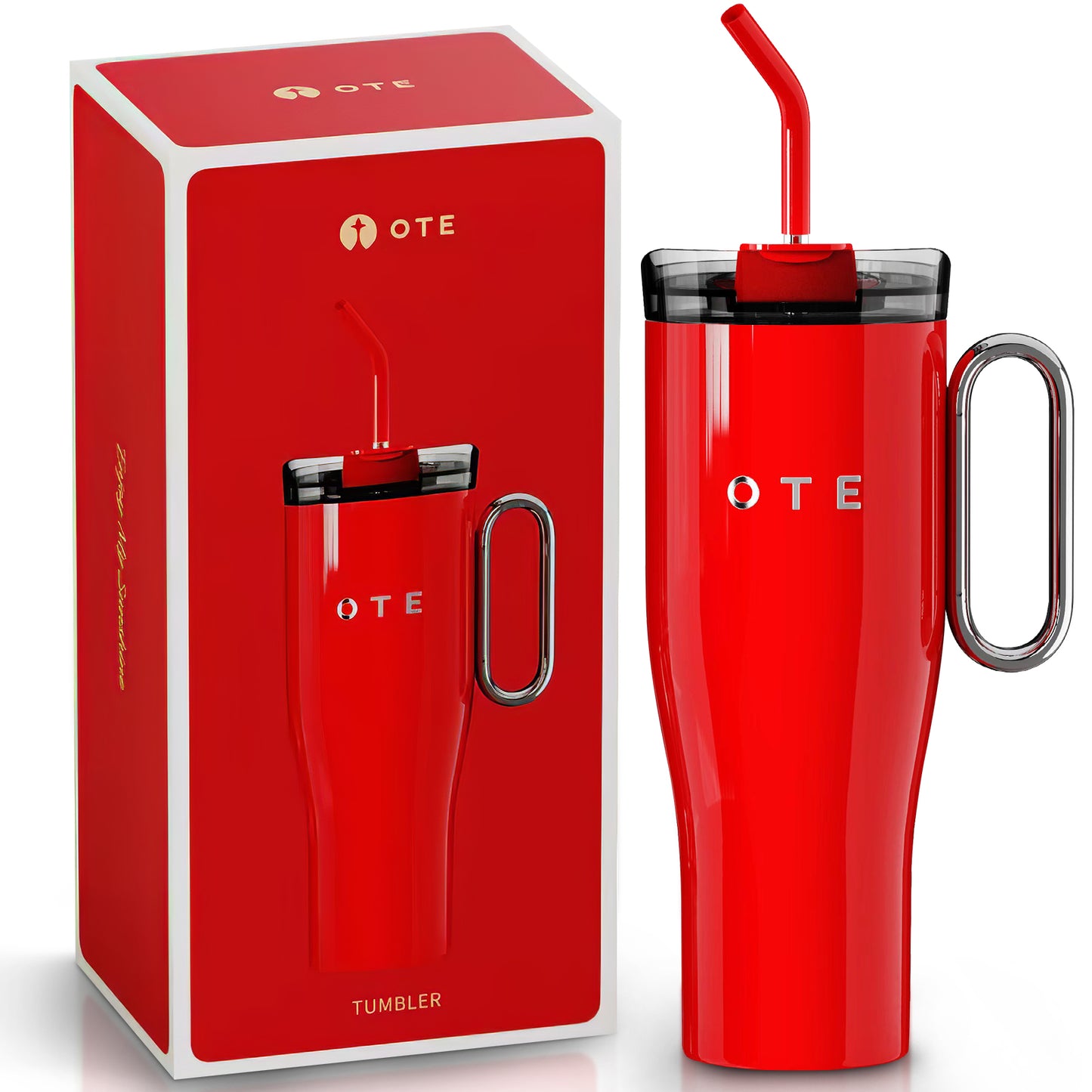 OTE1.2 L (42 oz) Kahvimuki to Go, kaksivaiheinen teräs tyhjiö eristetty muki, varsin ja olki, BPA ilmainen, Portable auto Mug Tumbler, Thermal Mug, Kahvin kupin kuuma ja kylmä juomat