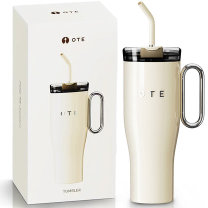 OTE1.2 L (42 oz) Kahvimuki to Go, kaksivaiheinen teräs tyhjiö eristetty muki, varsin ja olki, BPA ilmainen, Portable auto Mug Tumbler, Thermal Mug, Kahvin kupin kuuma ja kylmä juomat