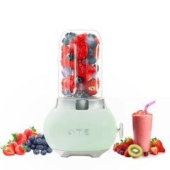 OTE Smoothie tehosekoitin, Retro Kitchen Pieni lasisekoitin pirtelöille ja smoothieille, jossa on 400 ml lasi