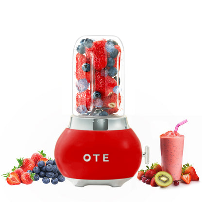 OTE Smoothie tehosekoitin, Retro Kitchen Pieni lasisekoitin pirtelöille ja smoothieille, jossa on 400 ml lasi