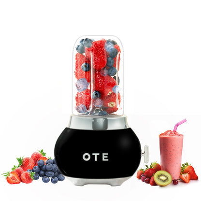 OTE Smoothie tehosekoitin, Retro Kitchen Pieni lasisekoitin pirtelöille ja smoothieille, jossa on 400 ml lasi