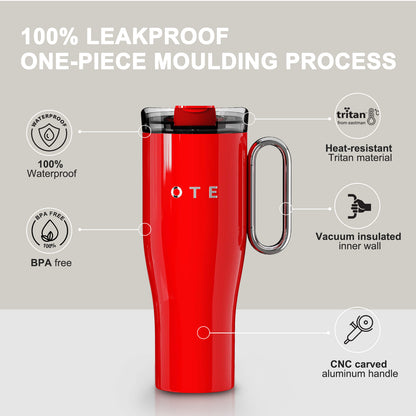 OTE1.2 L (42 oz) Kahvimuki to Go, kaksivaiheinen teräs tyhjiö eristetty muki, varsin ja olki, BPA ilmainen, Portable auto Mug Tumbler, Thermal Mug, Kahvin kupin kuuma ja kylmä juomat